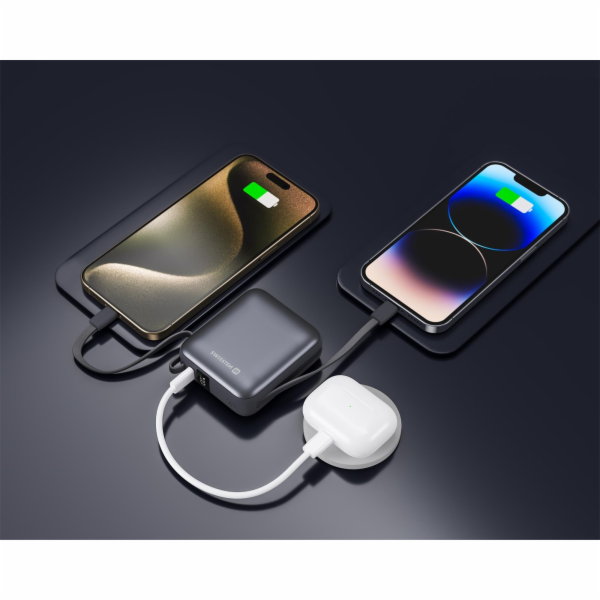 Swissten Power bank 10000 mAh s integrovanými kabely - US...
