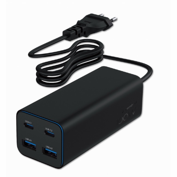 GEMBIRD GaN, 2xType C/2xUSB, Nabíjačka 100W