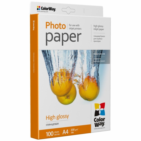 COLORWAY fotopapír/ high glossy 200g/m2, A4/ 100 kusů