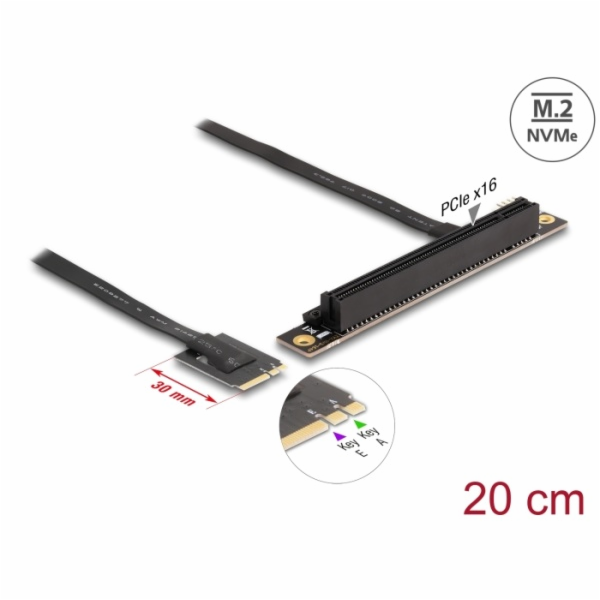 Delock Adaptér M.2 klíč A+E na PCIe x16 NVMe, pravoúhlý, ...