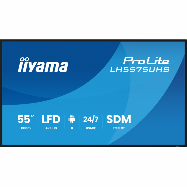 55" iiyama LH5575UHS-B2AG:IPS,4K UHD,Android,24/7