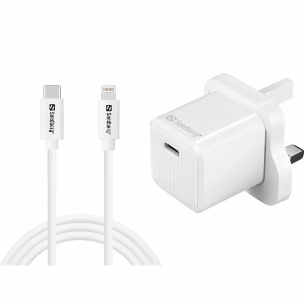 Sandberg 441-64 USB-C 20W Charger UK+Lightning, Incl. 1m ...