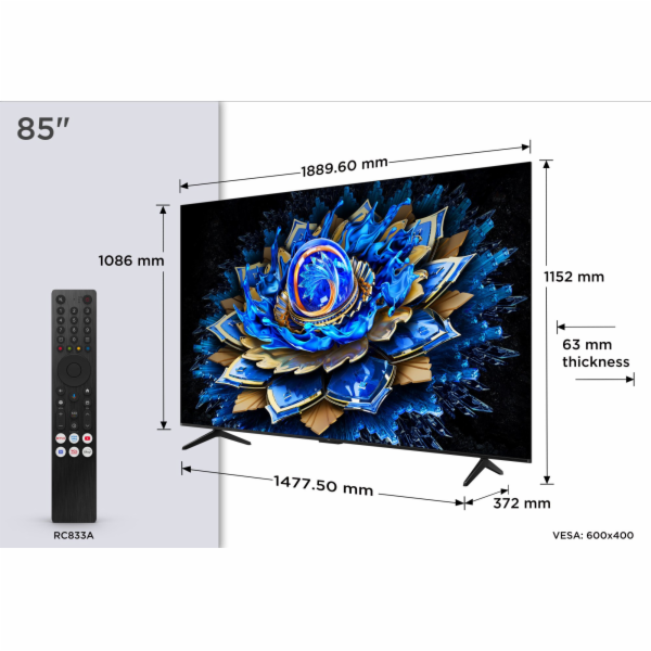 TCL 85T69C (214.8 cm (85 Zoll), schwarz, UltraHD/4K, Trip...