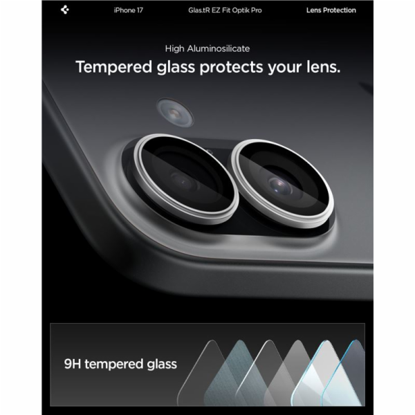 Spigen Glass tR EZ Fit Optik Pro 2 Pack, silver - iPhone 17
