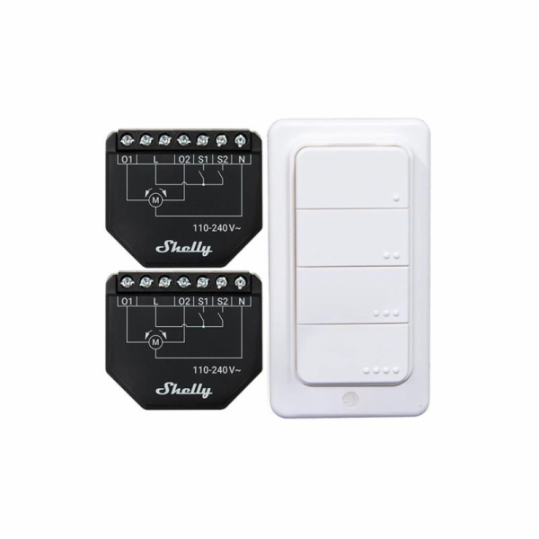 Sada 2 WiFi ovladačů žaluzií/záclon Shelly Shutter + BLU ...