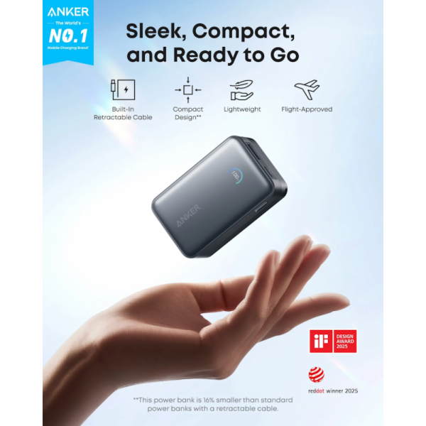Powerbanka Anker Nano 10000mAh, 45W s kabelem USB-C černá