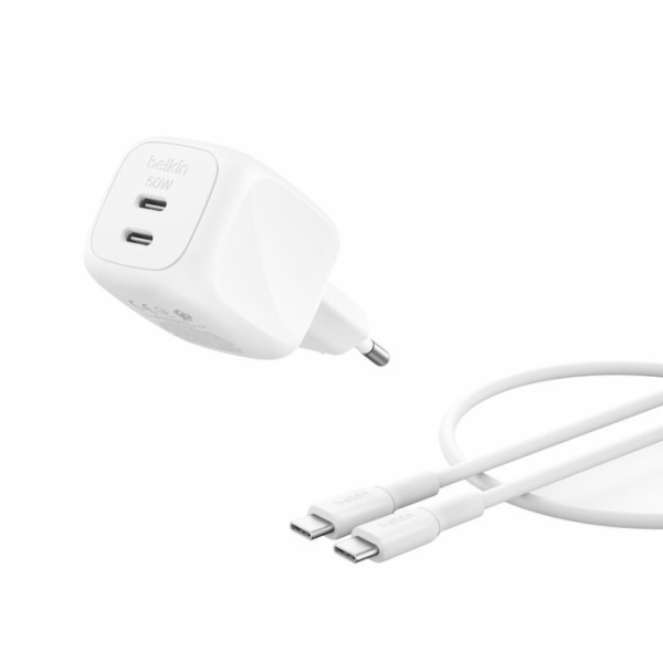 Belkin Charger Dual USB-C 50W  PD PPS+1m Cable WCH019kq1M...