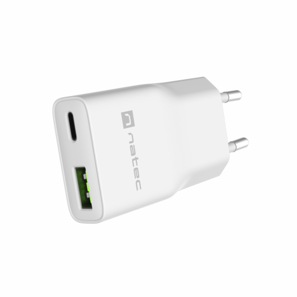 NATEC RIBERA GAN SLIM SÍŤOVÁ NABÍJEČKA 1× USB-A + 1× USB-...