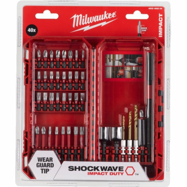 Milwaukee Sada bitů/vrtáků + držák SHOCKWAVE 40dílná 4932...