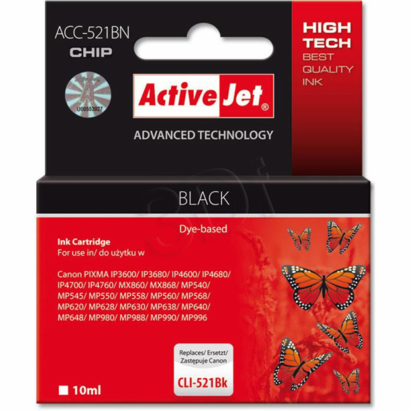 Activejet inkoust ACC-521BN (Canon CLI-521Bk náhradní; Su...