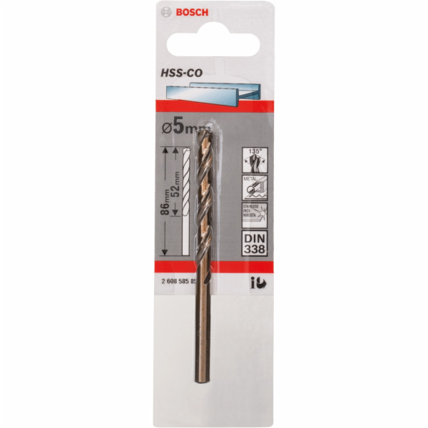 Vrták do kovu HSS-Co Standardline, DIN 338 - 5 x 52 x 86 ...
