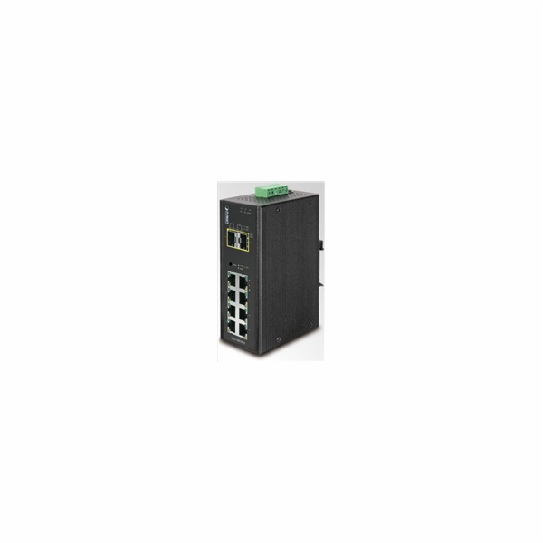 Planet IGS-10020MT, 8X 1000BASE-T, 2X SFP, DIN, IP30, -40...