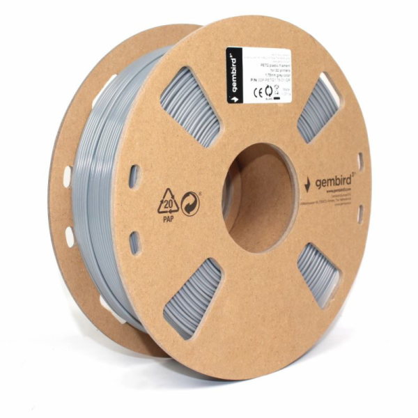 GEMBIRD Tisková struna (filament) PETG, 1,75mm, 1kg, šedá