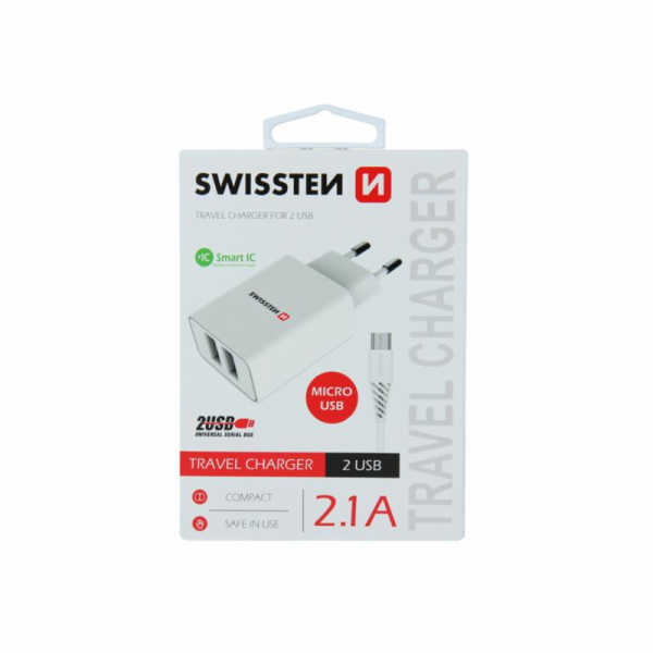 Swissten Síťový Adaptér Smart Ic 2X Usb 2,1A Power + Dato...