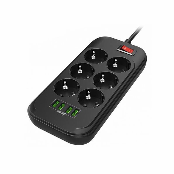 COLORWAY prodlužovací napájecí přívod 6x Schuko 4x USB 5V...