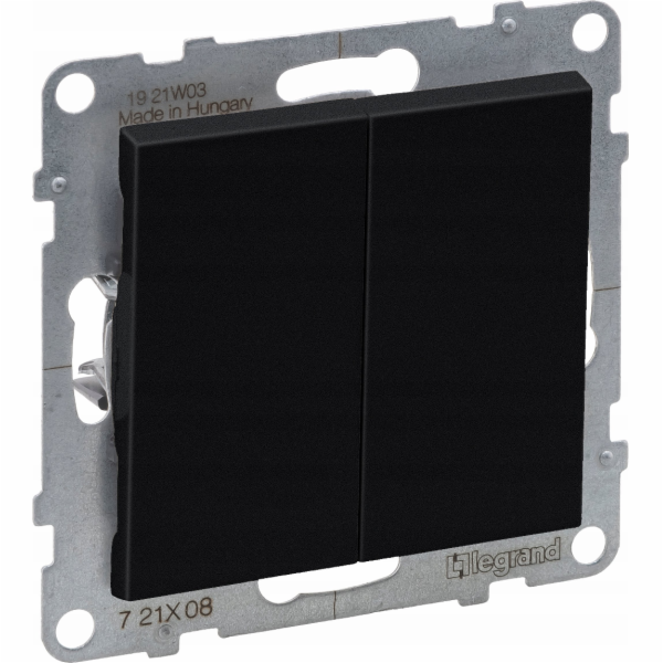 Legrand SUNO Dvojitý schodišťový spínač černý 10AX 250V a...