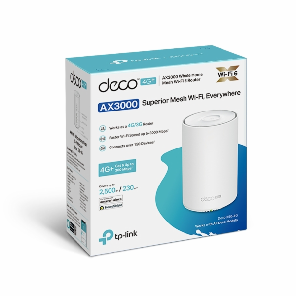 TP-Link Deco X50-4G (1-pack) WiFi6 Mesh (AX3000,2,4GHz/5G...