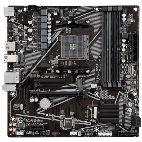 GIGABYTE MB Sc AM4 A520M DS3H V2, AMD A520, 4xDDR4, 1xHDM...