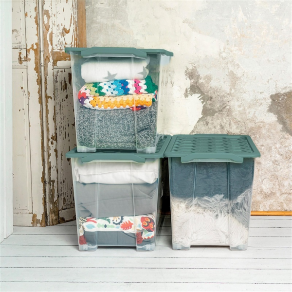 Úložný box s kolečky Rotho, 65 l, 583 x 392 x 410 mm