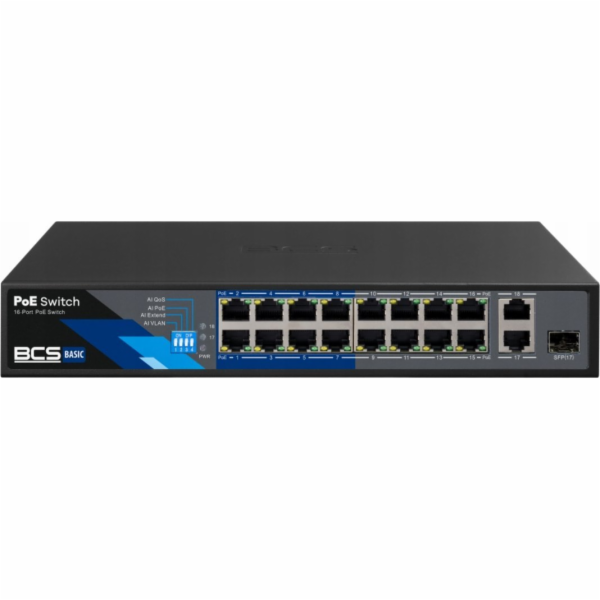 BCS Přepínač PŘEPÍNAČ POE BCS-B-SP1602G-1SFP 16PORTOVÝ SF...