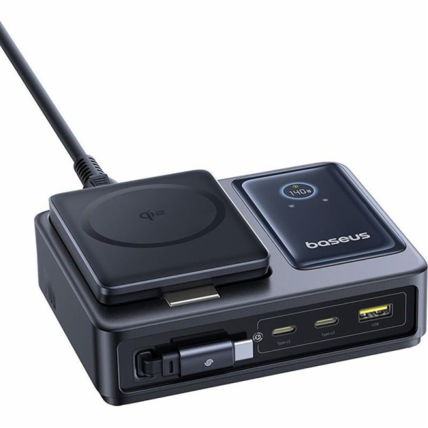 Bezdrátová nabíječka Baseus Nomos Qi2 140W USB, 2xUSB-C, ...