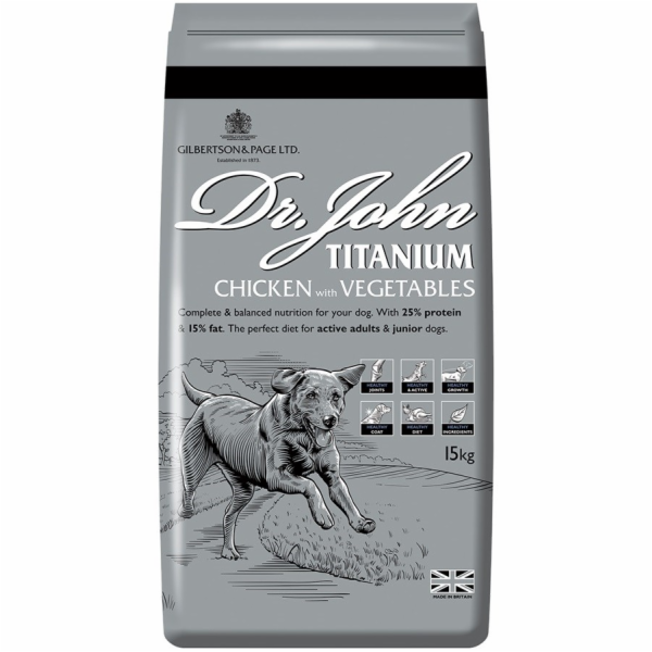 DR JOHN Titanium Chicken - suché krmivo pro psy - 15kg