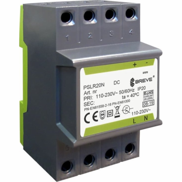 BREVE Spínaný napájecí zdroj PSLR 20 230VAC/12VDC 1,6A /p...