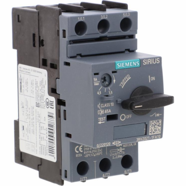 Siemens Motorový jistič , velikost S0, třída 10, 3,5–5 A,...