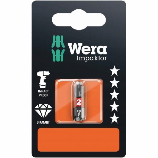 Diamantový křížový vrták Wera PH2 x 25 mm, impaktní 851/1