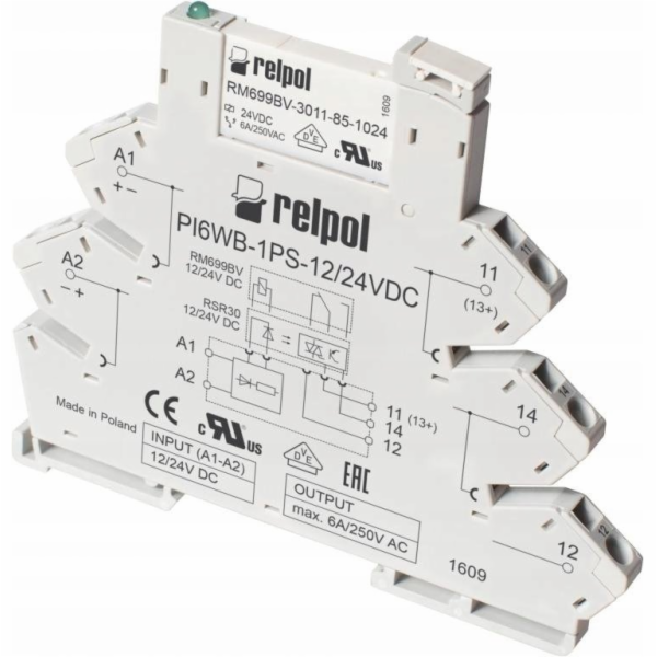 Relpol Relé rozhraní 6,2 mm 1P 24V AC/DC, pružinová svork...