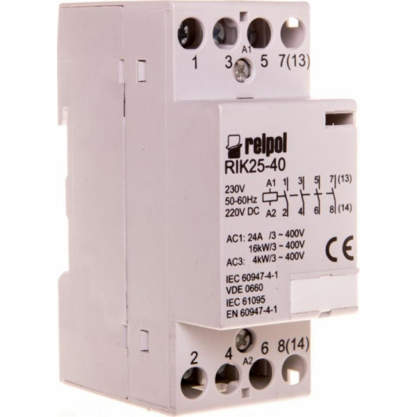 Relpol Modulární stykač 25A 4Z 0R 230V AC/DC RIK25-40-230...