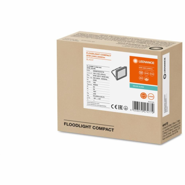 V-TAC LED projektor FLOOD COMPACT V 20W 2000lm 4000K IP65...