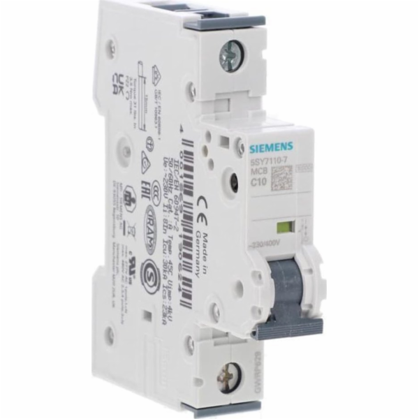 Siemens C10A 1P 230/400V 15kA (dle IEC 60898) / 30kA (dle...