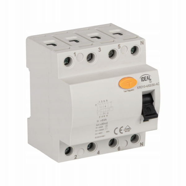 Kanlux Diferenciální jistič 4P 63A 0,03A typ AC KRD10-4/6...