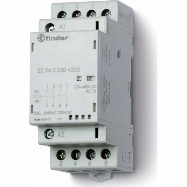 Finder Modulární stykač 4Z 25A 24V AC/DC, indikace provoz...
