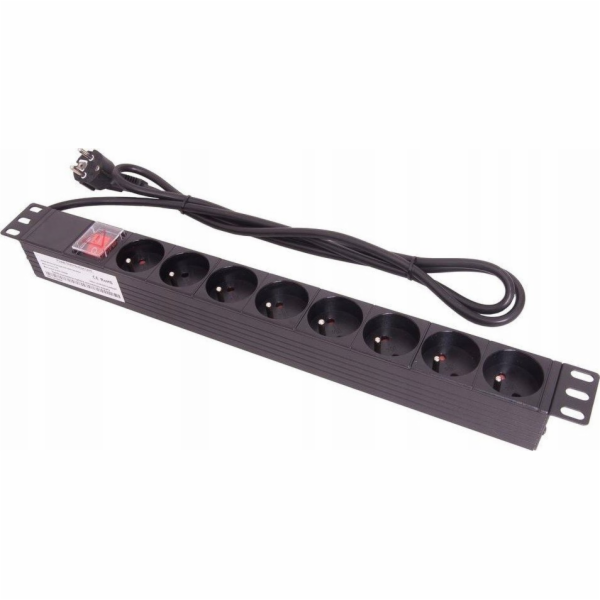 TKH Prodlužovací kabel 19 palců 8x230V s vypínačem LZ1U8GW