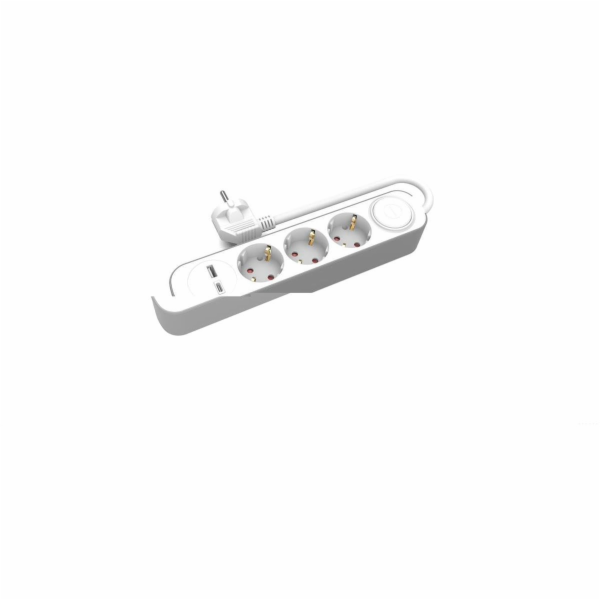 Plastrol 3x pevný prodlužovací kabel s vypínačem a USB A/...