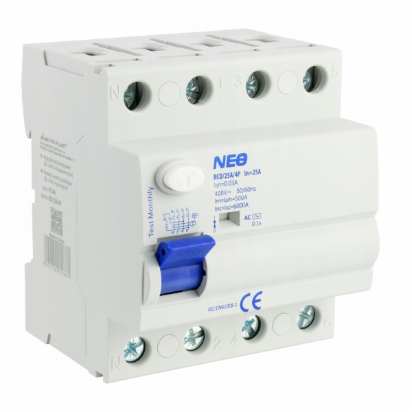 Elektro-Plast NEO 25A 30mA 4pólový diferenciální jistič, ...