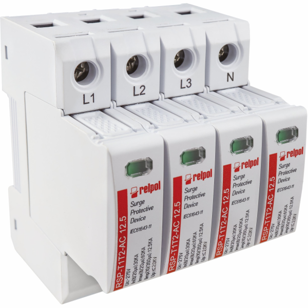 Relpol Svodič přepětí typ T1+T2 12,5 kA 4P 275 V AC RSP-T...