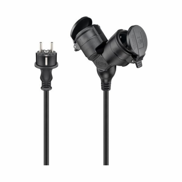 Goobay Dvojitý venkovní prodlužovací kabel Cable, 5 m, če...