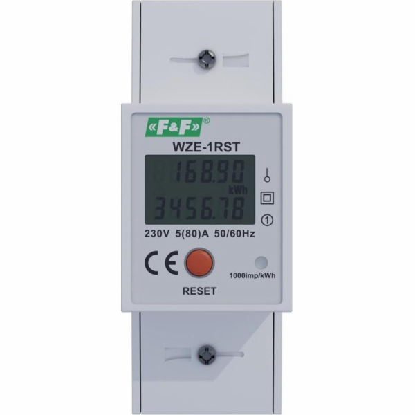 F&F 1fázový elektroměr WZE-1RST reset