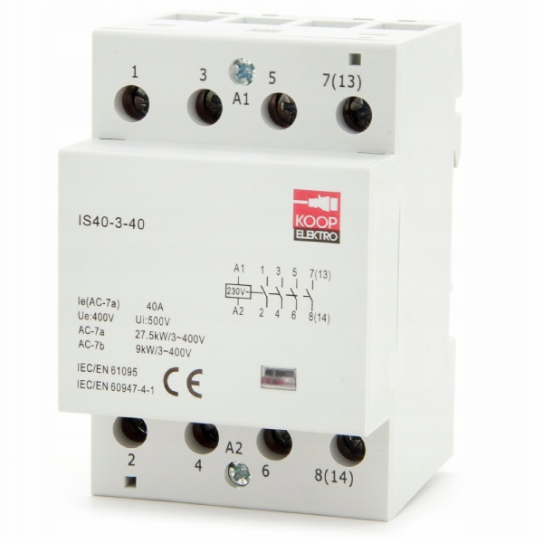 KOOP Elektro Modulární stykač 40-40 40A 4NO 230V 3P 3-FAZ...