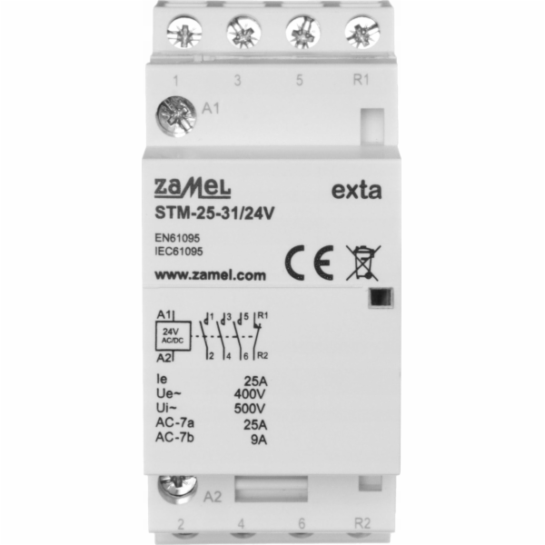 Zamel Modulární instalační stykač 25A 3NO+1NC 24V AC/DC t...