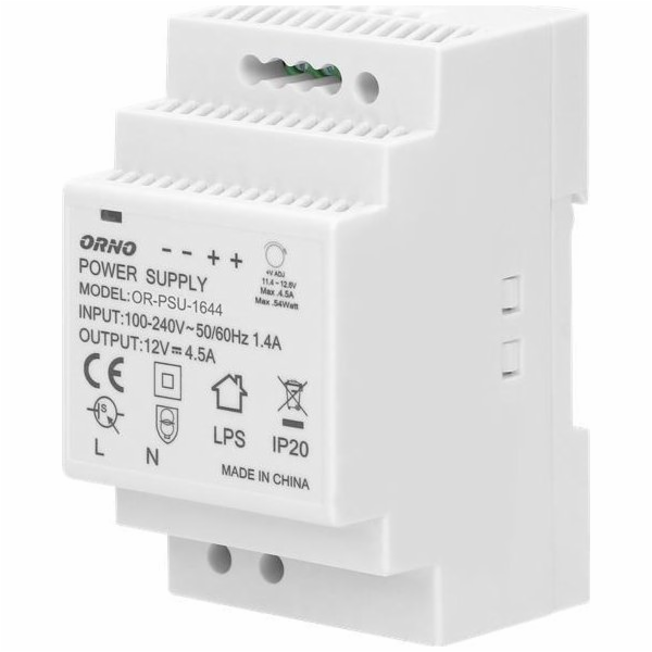 Orno Napájecí zdroj na DIN lištu 12VDC 4,5A 54W OR-PSU-1644