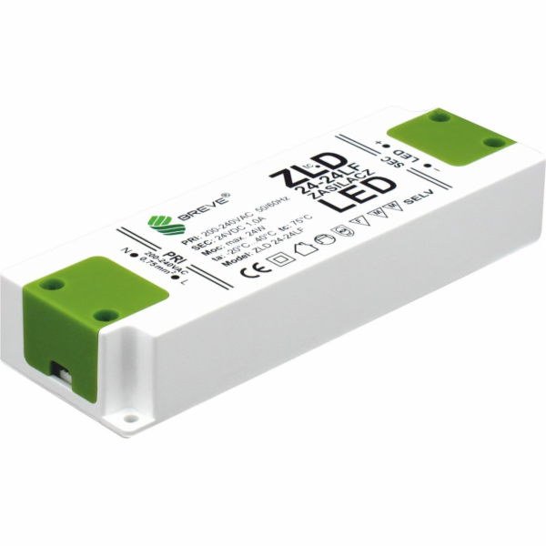 BREVE Napájecí zdroj pro LED 24V DC 24W ZLD 24-24LF 1.0A ...