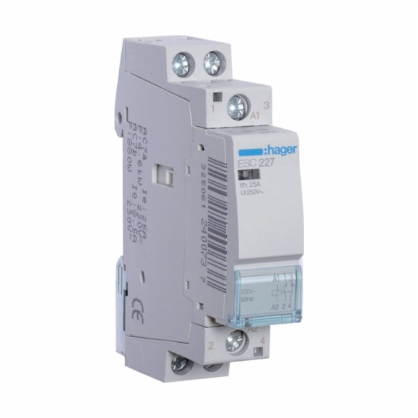 Hager Modulární stykač 25A 1NO 1NC 230V AC ESC227