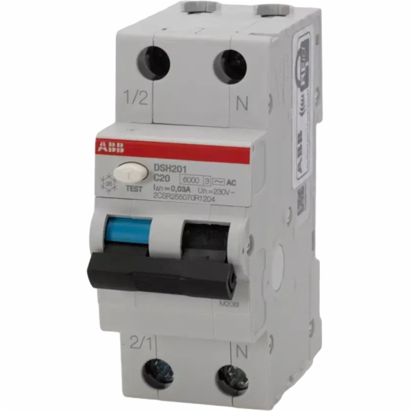 ABB Diferenciální jistič 1P+N C 20A 6kA 30mA AC okamžitý ...