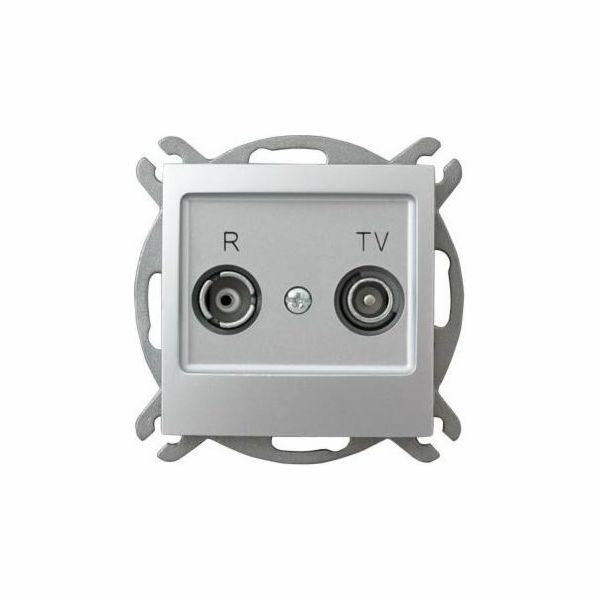 Ospel Impresja RTV anténní zásuvka 10dB průchozí stříbrná...