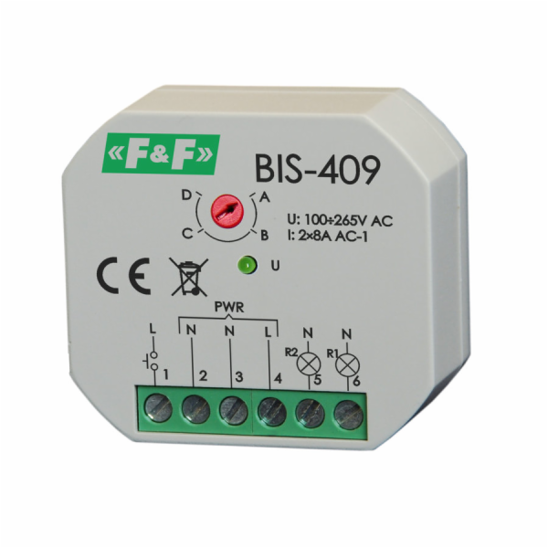 F&F Bistabilní relé 2NO 8A 230V AC BIS-409