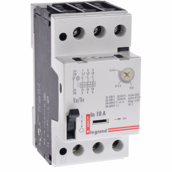 Legrand Motorový jistič 3P 4kW 6,3-10A M250 1Z/1R 10 606829